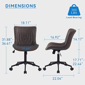 YOUNIKE Office Chair, Ergonomic Desk Chair with Wheels, Home Office Computer Task Chairs, Modern Faux Leather Padded Vanity Chair, Adjustable Swivel Rocking Chair with High Back, Brown