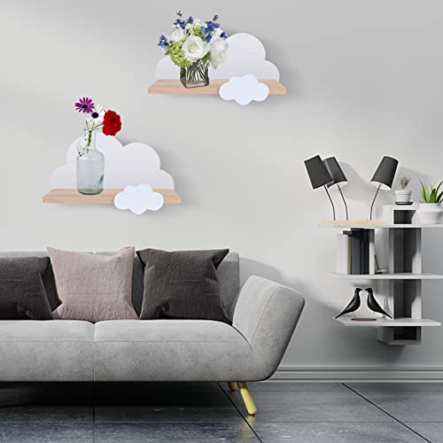 1 Pcs Floating Cloud Shelves for Children’s Bedroom - Wooden Wall Shelf Cute Cloud Floating Bedroom Book Shelf Kids Nursery Room Floating Shelves Storage Shelf,Wooden Shelf for Wall Decoration