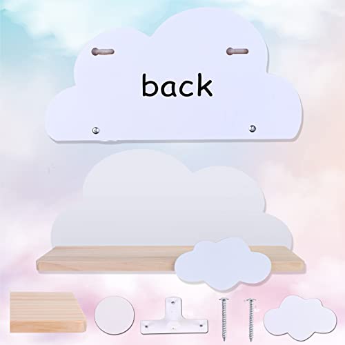 1 Pcs Floating Cloud Shelves for Children’s Bedroom - Wooden Wall Shelf Cute Cloud Floating Bedroom Book Shelf Kids Nursery Room Floating Shelves Storage Shelf,Wooden Shelf for Wall Decoration