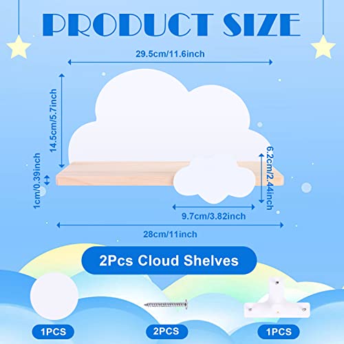 1 Pcs Floating Cloud Shelves for Children’s Bedroom - Wooden Wall Shelf Cute Cloud Floating Bedroom Book Shelf Kids Nursery Room Floating Shelves Storage Shelf,Wooden Shelf for Wall Decoration