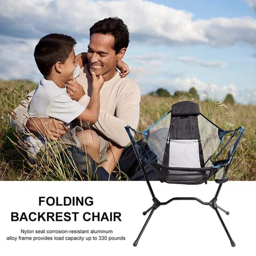 NOBLEDUCHESS Swinging Camping Chair,Portable Outdoor Folding Rocking Chair,Hammock Camping Chair, Aluminum Alloy Adjustable Back Swinging Chair, Folding Rocking Chair with Cup Holder