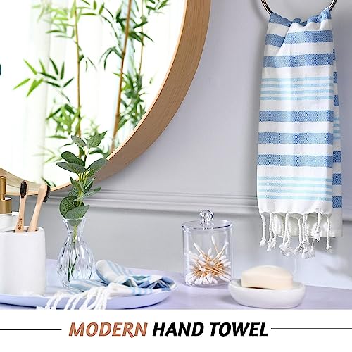 Folkulture Hand Towels for Bathroom, Set of 2 Decorative Hand Towels with Hanging Loop, 100% Cotton Turkish Hand Towels Set or Boho Hand Towels for Kitchen 16" x 30" Inches (Fiji - Aqua)
