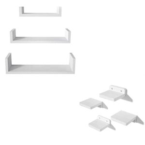 sriwatana u-shape shelves wall mounted set of 3 and small floating shelves set of 4