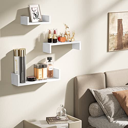 SRIWATANA U-Shape Shelves Wall Mounted Set of 3 and Small Floating Shelves Set of 4