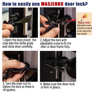 MASJENBU Portable Door Lock for Travel, Adjustable Door lock Security for Additional Safety and Security, Hotel Door Locks for Travelers, Door Security Devices for Home College Hotel Apartment, 2 Pack