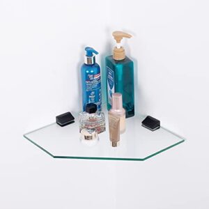 APROTOSS Transform Your Bathroom into a Stylish Oasis with Our 11-inch Glass Corner Shower Shelf.Glass Shower Shelves,Glass Floating Shelf Perfect for Showcasing Your Favorite Items