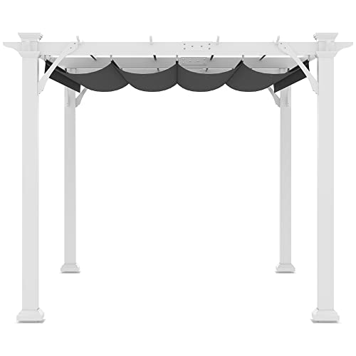 Outsunny 13' x 10' Outdoor Retractable Pergola Canopy, Wood Gazebo Sun Shade Shelter for Grill, Garden, Patio, Backyard, Deck