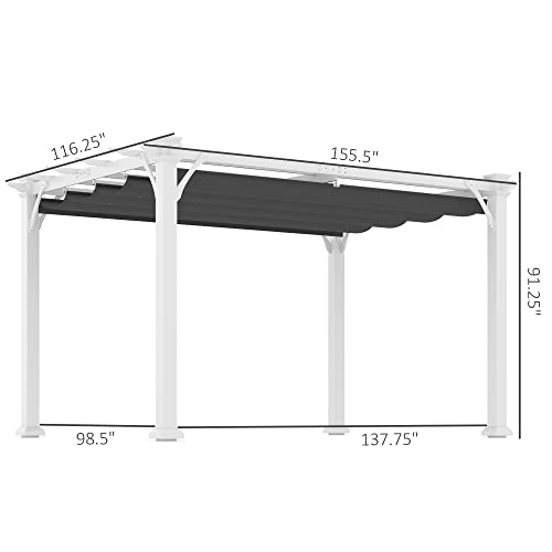 Outsunny 13' x 10' Outdoor Retractable Pergola Canopy, Wood Gazebo Sun Shade Shelter for Grill, Garden, Patio, Backyard, Deck