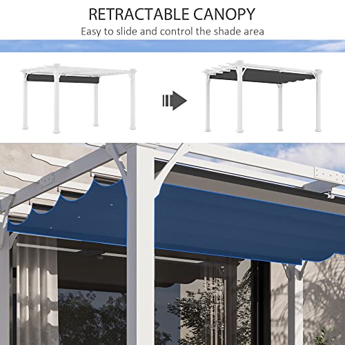 Outsunny 13' x 10' Outdoor Retractable Pergola Canopy, Wood Gazebo Sun Shade Shelter for Grill, Garden, Patio, Backyard, Deck