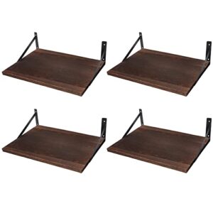 hoteam 4 sets of wide rustic floating shelves wall mounted 16.5 x 12 x 4.7 inches deep large floating shelves with large capacity for kitchen living room bathroom bedroom