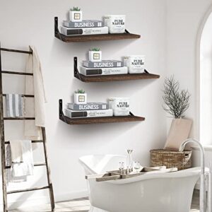 Hoteam 4 Sets of Wide Rustic Floating Shelves Wall Mounted 16.5 x 12 x 4.7 Inches Deep Large Floating Shelves with Large Capacity for Kitchen Living Room Bathroom Bedroom