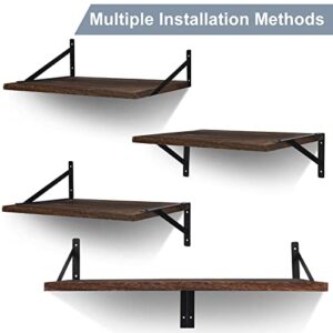 Hoteam 4 Sets of Wide Rustic Floating Shelves Wall Mounted 16.5 x 12 x 4.7 Inches Deep Large Floating Shelves with Large Capacity for Kitchen Living Room Bathroom Bedroom