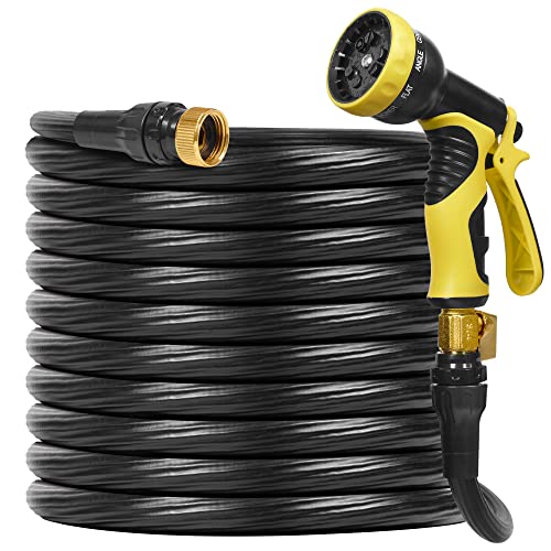 Hosetop Expandable Garden Hose 50 FT Expanding Water Hose with 10 Function Spray Nozzle, 3/4“ Solid Brass Connector, for flexible garden hose for Watering & Washing.