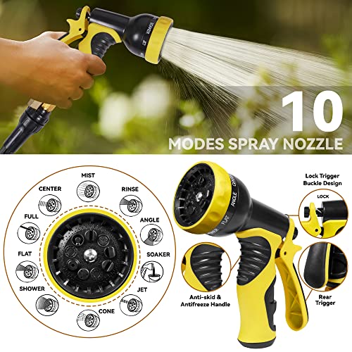 Hosetop Expandable Garden Hose 50 FT Expanding Water Hose with 10 Function Spray Nozzle, 3/4“ Solid Brass Connector, for flexible garden hose for Watering & Washing.