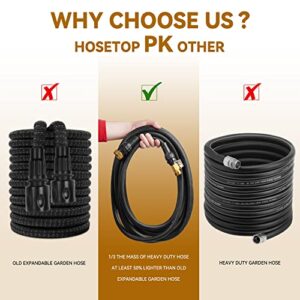 Hosetop Expandable Garden Hose 50 FT Expanding Water Hose with 10 Function Spray Nozzle, 3/4“ Solid Brass Connector, for flexible garden hose for Watering & Washing.