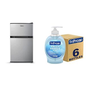 midea whd-113fss1 compact refrigerator, 3.1 cu ft, stainless steel & softsoap liquid hand soap, fresh breeze - 7.5 fluid ounce (pack of 6)