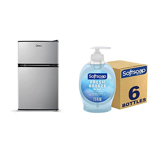 Midea WHD-113FSS1 Compact Refrigerator, 3.1 cu ft, Stainless Steel & Softsoap Liquid Hand Soap, Fresh Breeze - 7.5 Fluid Ounce (Pack of 6)