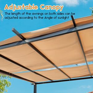 Warmally 10x10ft Pergola with Adjustable Sun Shade Canopy Cover Sturdy Steel Frame Outdoor Gazebo Shelter for Your Garden, Porch, or Backyard
