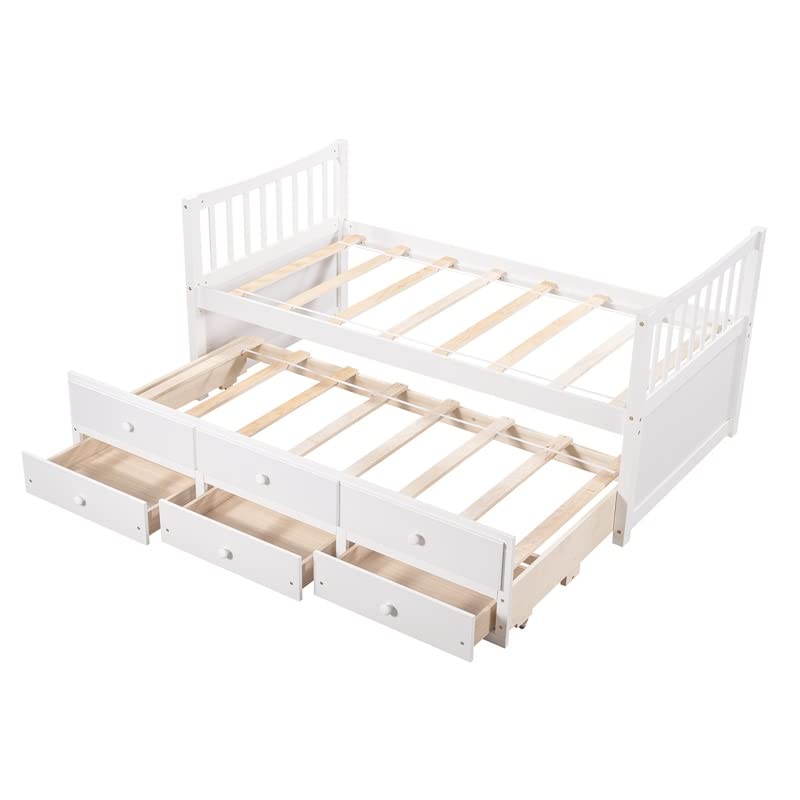 ZHYH Bed Frame Captain's Bed Twin Daybed Bed Frame with Storage Drawers Trundle Bed for Bedroom Home Furniture