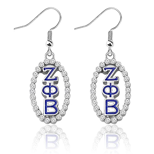 Rhinestone ZPB Earrings for Women Girls Sorority Paraphernalia Gift Greek ZPB Jewelry Sorority Earrings 1920 Finer Women Gift (ZPB Drop Earrings)