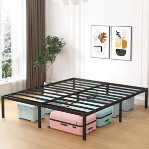 ALDRICH 18 Inch Metal Full Size Bed Frame - Black Basic Anti Squeak Steel Slats Platform, Easy Assembly Heavy Duty Noise Free Bedframes, No Box Spring Needed