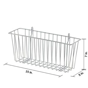 TRINITY EcoStorage 15-Inch Metal Hanging Basket to Use With Shelf Units and Storage Racks for Garage, Kitchen, and Closet Organization, NSF Certified, 10 Pound Capacity, Chrome, 2-Pack