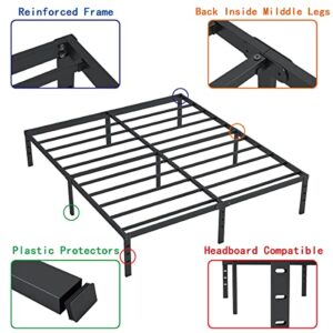 ALDRICH 18 Inch Metal King Size Bed Frame - Black Basic Anti Squeak Steel Slats Platform, Easy Assembly Heavy Duty Noise Free Bedframes, No Box Spring Needed