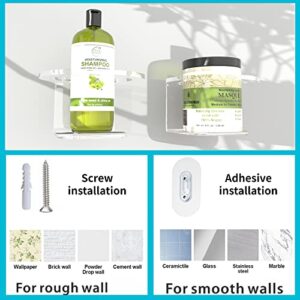 Swvzwy Acrylic Bathroom Adhesive Shelves,Shower Small Shelf,Bathroom Organizer,No Drill,Will Not Damage Bathroom Tiles, Renter Friendly Shelves (2 Pack) (Antique)