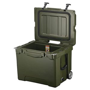 FOROUT Hard Cooler with Wheels and Handle, 40 Quart Ice Chest with Wheels Keeping Ice Cold for Days, Great for The Beach, Boat, Travel,Fishing, Barbecue or Camping Army Green