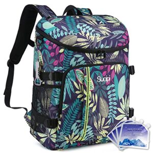 sucipi insulated cooler backpack with 4 ice packs 36 cans leakproof soft cooler bag lightweight backpack cooler for picnic fishing hiking camping park beach