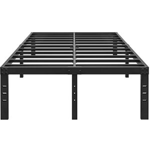 hobinche 16 inch king size bed frame, no box spring needed, heavy duty black metal platform mattress foundation with steel slats, non-slip noise free easy assembly, cleance storage