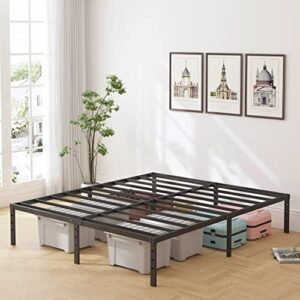 HOBINCHE 16 Inch King Size Bed Frame, No Box Spring Needed, Heavy Duty Black Metal Platform Mattress Foundation with Steel Slats, Non-Slip Noise Free Easy Assembly, Cleance Storage