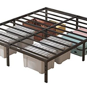 HOBINCHE 16 Inch King Size Bed Frame, No Box Spring Needed, Heavy Duty Black Metal Platform Mattress Foundation with Steel Slats, Non-Slip Noise Free Easy Assembly, Cleance Storage