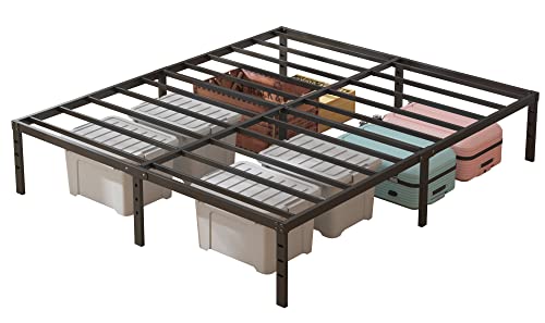 HOBINCHE 16 Inch King Size Bed Frame, No Box Spring Needed, Heavy Duty Black Metal Platform Mattress Foundation with Steel Slats, Non-Slip Noise Free Easy Assembly, Cleance Storage