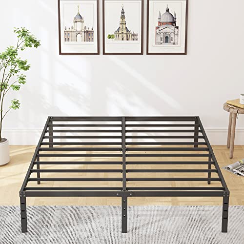 HOBINCHE 16 Inch King Size Bed Frame, No Box Spring Needed, Heavy Duty Black Metal Platform Mattress Foundation with Steel Slats, Non-Slip Noise Free Easy Assembly, Cleance Storage