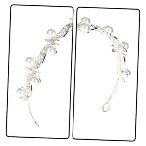 ADOCARN Bridal Crown Headband Women's Headbands Scrunchies Rhinestone Decor Shining Headdress Wedding Tiara Pearl Hair Decoration Bridal Pearl Hair Hoops Headband with Peals Bride