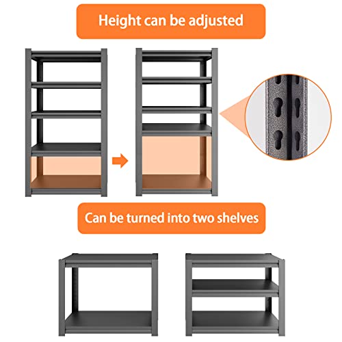 Leariso 5-Tier Garage Shelving Heavy Duty, Adjustable Garage Storage Shelves, Metal Shelves for Storage, Utility Shelf Rack for Warehouse Basemen Pantry Kitchen, 31.5" W x 15.7" D x 63" H…