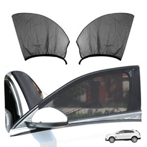 yonput 2 pcs breathable suv front side window shades, universal car side window sun shade uv protection and cover, car curtain with two holes anti-exposure mosquito net (black)