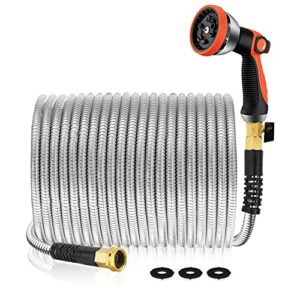 garden hose 50 ft metal - stainless steel water hose flexible heavy duty garden hose collapsible and no kink water pipe
