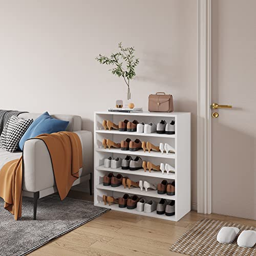 WAHEY Shoes Rack, 5-Tier Free Standing Wood Closet Organizer Unit, FSSR004