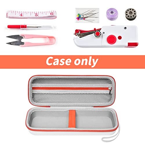 Handheld Sewing Machine Case Compatible with LooQoo/ for SINGER 01663/ for TCHRULES Quick Stitching Sewing Tool, Portable Mending Machine Box for Bobbins, Needles, Pins, Thread (Only Bag) - White