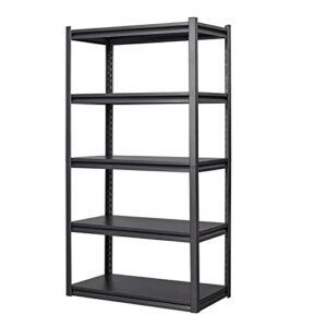 lissimo 5-tier heavy duty shelf, 63" h metal shelving unit load 2000lbs, adjustable storage shelves for garage，bedroom,office 18" d x 34" w x 63" h