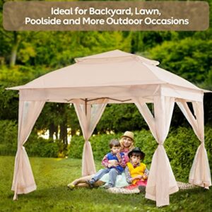 Harmon Wandyer 11'x11' Pop Up Gazebo with Mosquito Nettings, Outdoor Canopy Shelter for Garden Lawn Backyard, Patio Cover Outdoor Gazebo Pergola Grill Party Gazebo