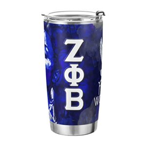 bad bananas bbgreek zeta phi beta paraphernalia - 20 oz stainless steel coffee tumbler - travel coffee mug insulated tumblers - greek letters - official vendor