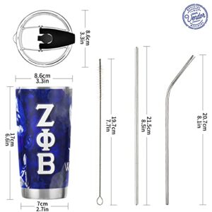 Bad Bananas BBGreek Zeta Phi Beta Paraphernalia - 20 oz Stainless Steel Coffee Tumbler - Travel Coffee Mug Insulated Tumblers - Greek Letters - Official Vendor