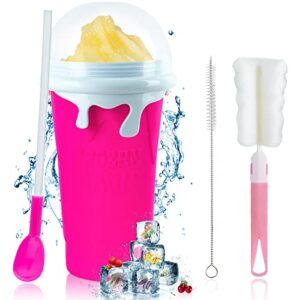 slushy cup maker,large slushie maker cup 500ml,double layers silicone slushie cup maker squeeze cup,quick frozen magic slushy maker cup,diy slush cup,cool stuff gifts for kids and family - pink