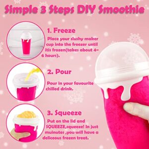 Slushy Cup Maker,Large Slushie Maker Cup 500ml,Double Layers Silicone Slushie Cup Maker Squeeze Cup,Quick Frozen Magic Slushy Maker Cup,DIY Slush Cup,Cool Stuff Gifts for Kids and Family - Pink