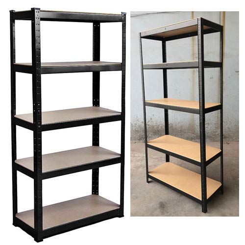 AUTOFU Storage Shelving Unit Garage Shelves Heavy Duty Metal Rack 30" W x 12" D x 66" H Black Adjustable 5-Tier Shelf Free Standing Utility Racking