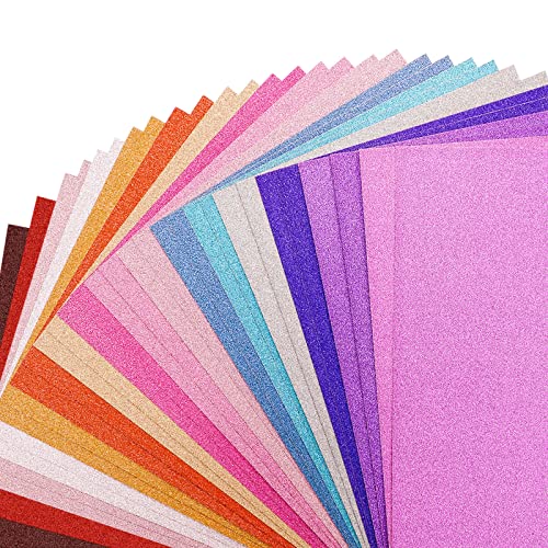 Color Card Stock Paper Linen Texture Mixed Glitter for Craft, Compatible with Cricut Explore Air