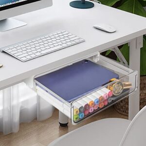 the drawers under the table are easy to organize, transparent plastic pencil drawer under the table, hidden drawer, transparent pencil drawer (large)